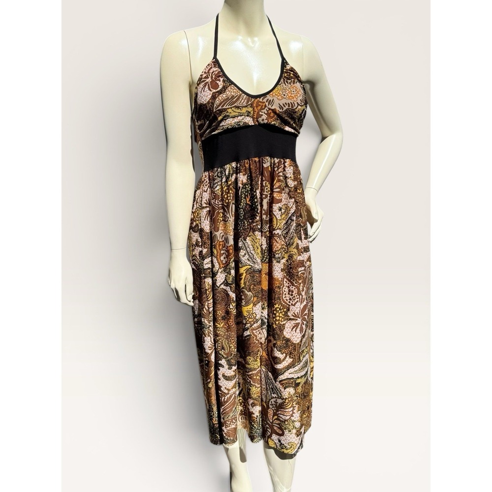 Women's Multicolor Paisley Halter Sleeveless Fit & Flare Mini Dress S